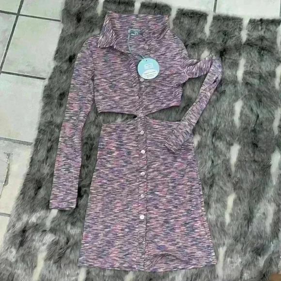 NWT mint vanilla multi colored open back button down COLLARED MINI DRESS sz XS - Picture 5 of 6